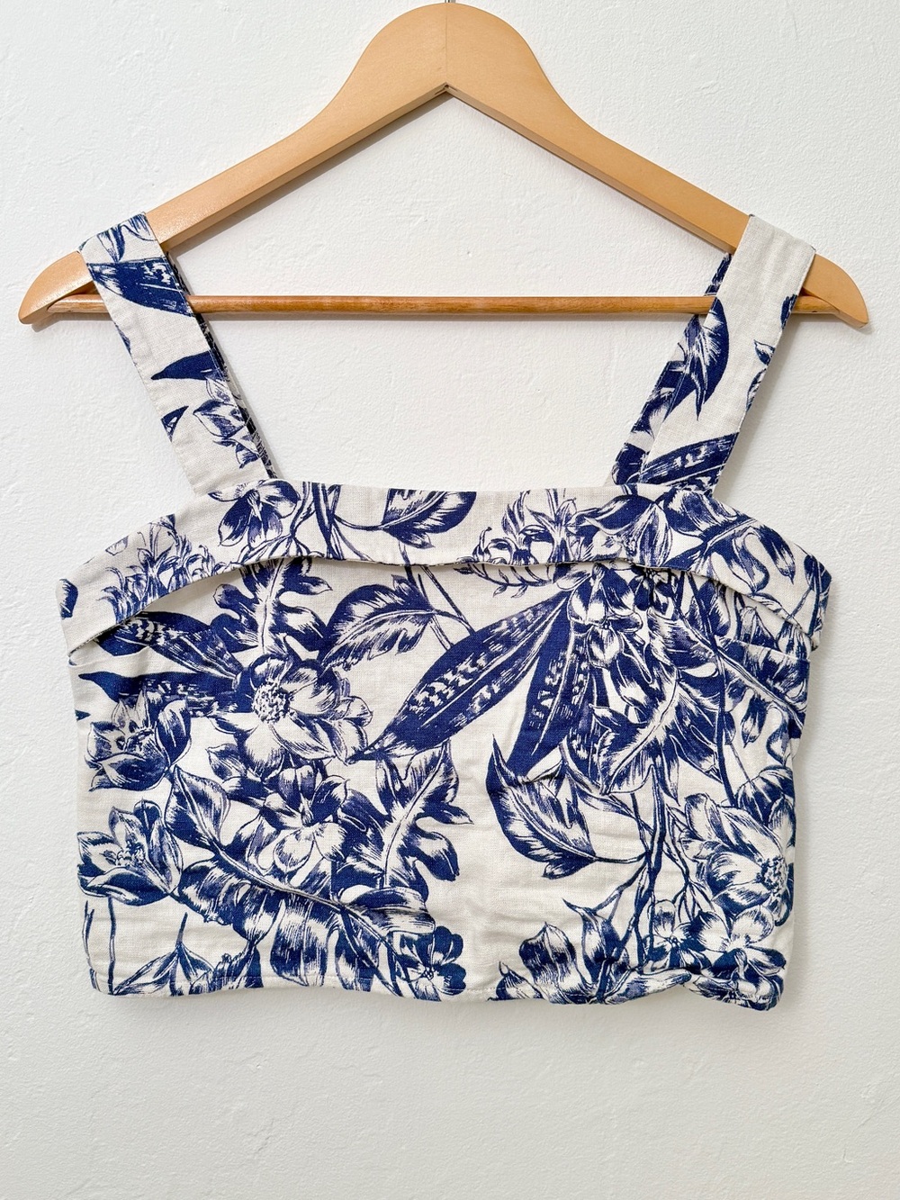 Abercrombie & Fitch White Tank Top with Blue Floral Print